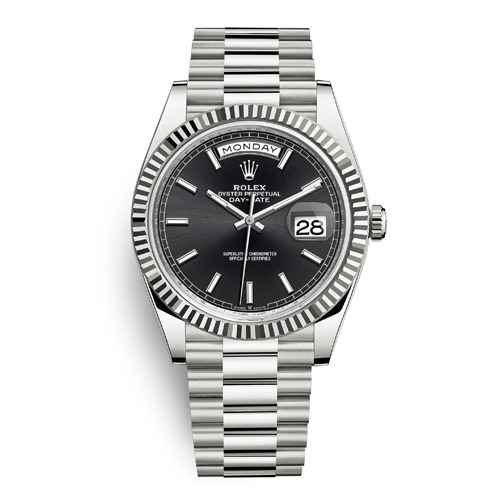 [premium] R 롤렉* 데이 데이트 40mm 플루티드 베젤 블랙 다이얼 오토매틱 메탈시계