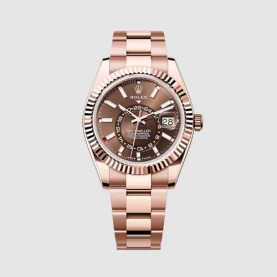 [premium] R 롤렉* 스카이 드웰러 오이스터 42mm 브라운 다이얼 오토매틱 메탈 시계