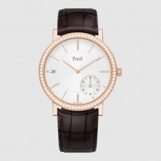 [premium] P 피아* 알티플라노 오리진 40mm 브릴리언트 컷 다이아몬드 핑크골드 케이스 화이트 다이얼 오토매틱 앨리게이터 스트랩 시계