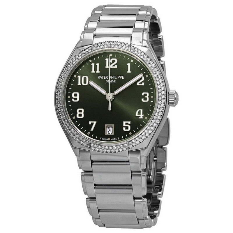 [premium] P 파텍** Twenty 4 36mm 그린 다이얼 다이아몬드 오토매틱 메탈 시계